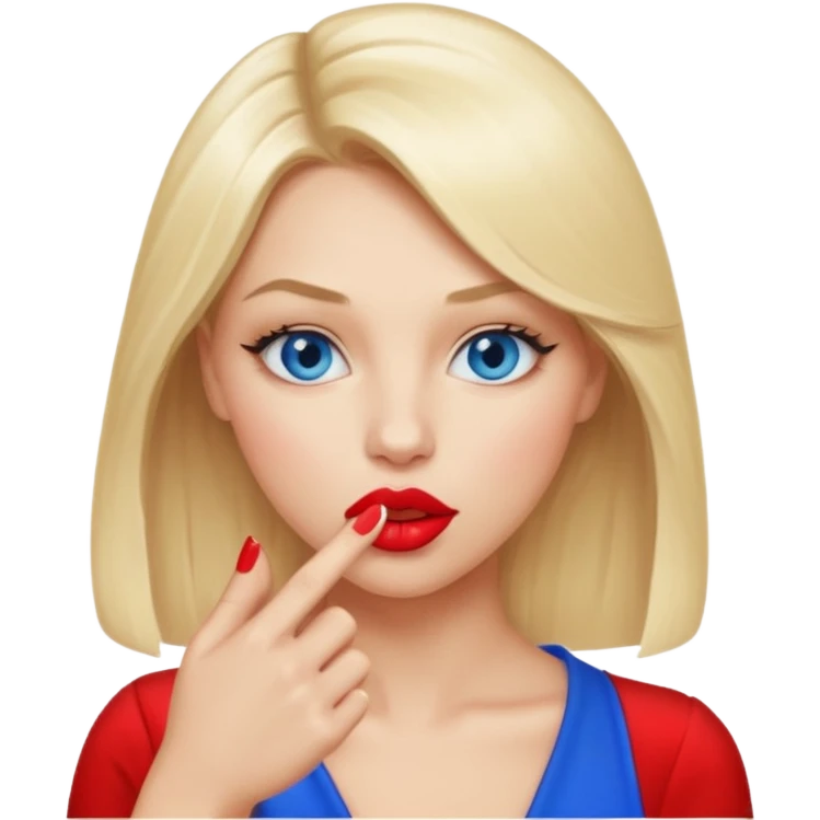 blonde woman emoji, coquettish look, biting her finger emoji
