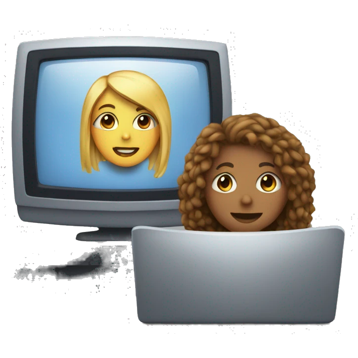 Computer with girlfriend emoji