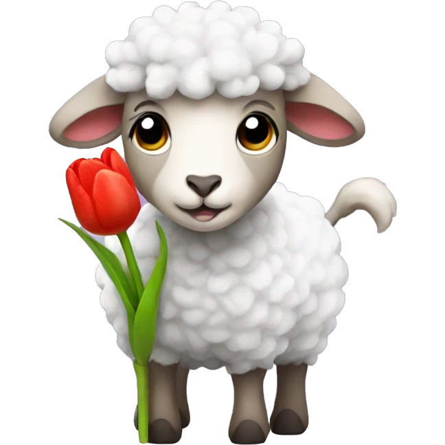 Mini sheep holding tulip  emoji