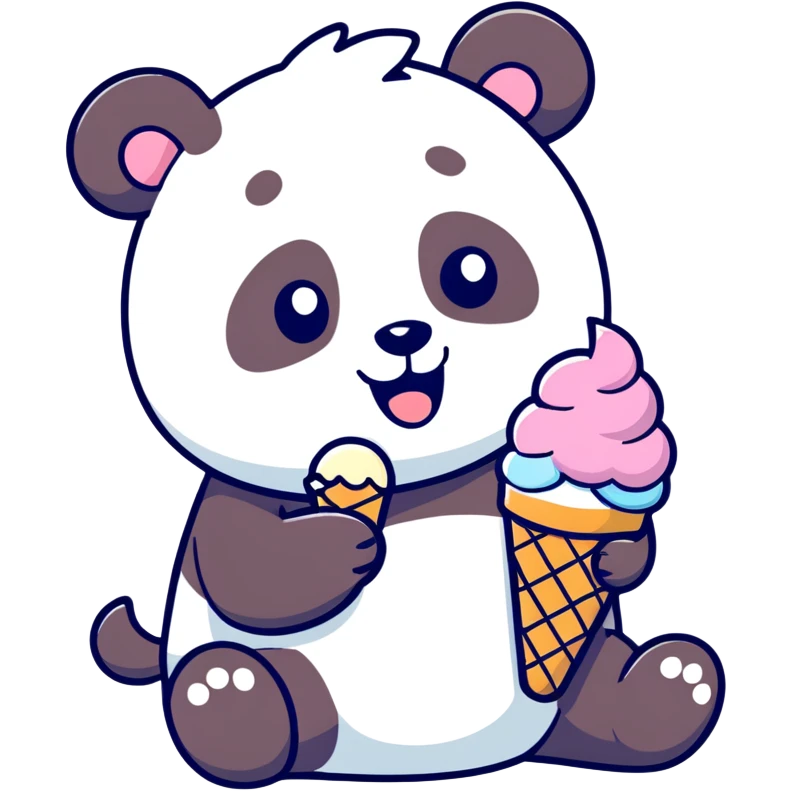 Panda eating ice cream emoji