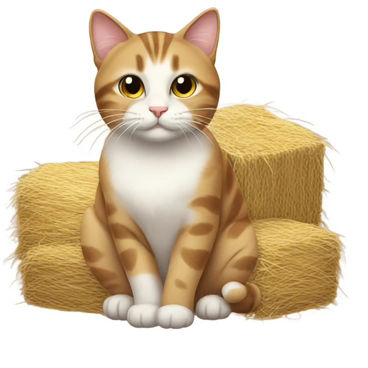 Cat wearing hay emoji