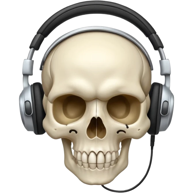 une tete de mort avec un casque audio emoji