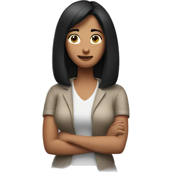 Woman with black hair shrugging shoulders emoji