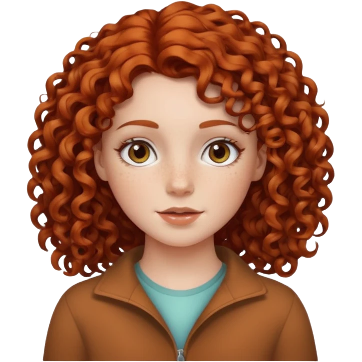 White girl with curly hair and freckles  emoji