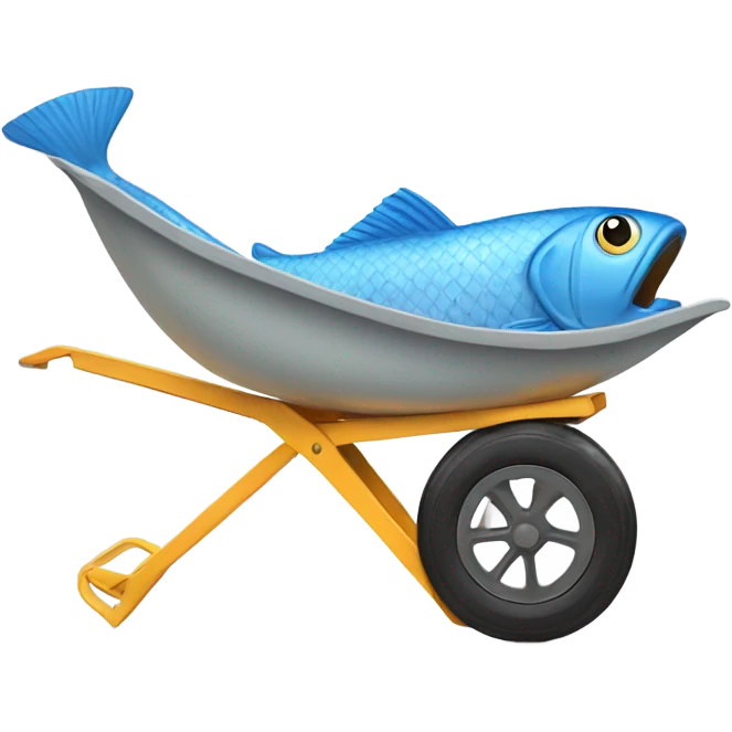 Fish surfing on a wheelbarrow  emoji