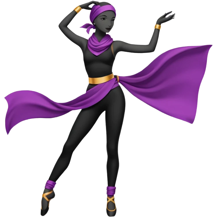 Minimalistic flat vector icon, iOS style, thin black contour on white background. Silhouette of a dancer with scarf or hip belt. Clean, no text, no shadows emoji