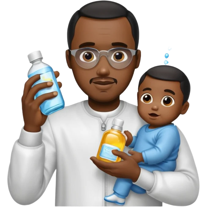 Diddy party with diddy holding baby oil emoji