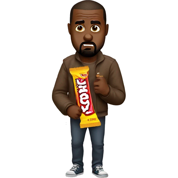 kanye west angry and holding a twix bar emoji