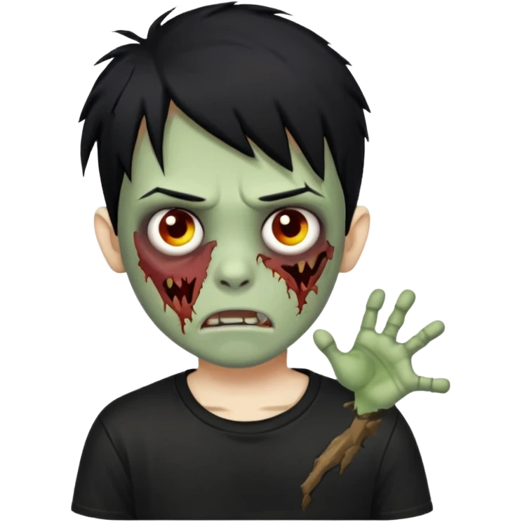 boy zombie with black hair emo black tshirt emoji