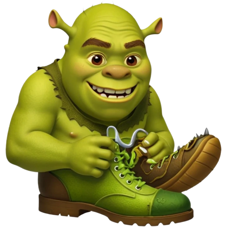 A shoe eating Shrek  emoji
