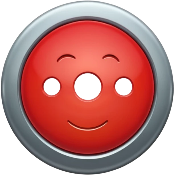 red button, front view, with a metallic shine emoji