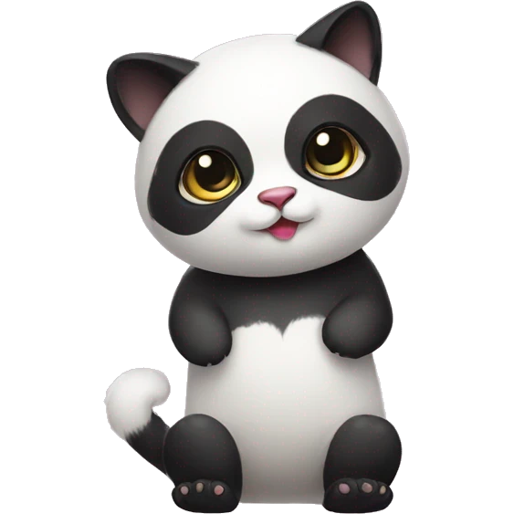 cute masked panda-cat-hybrid full body emoji