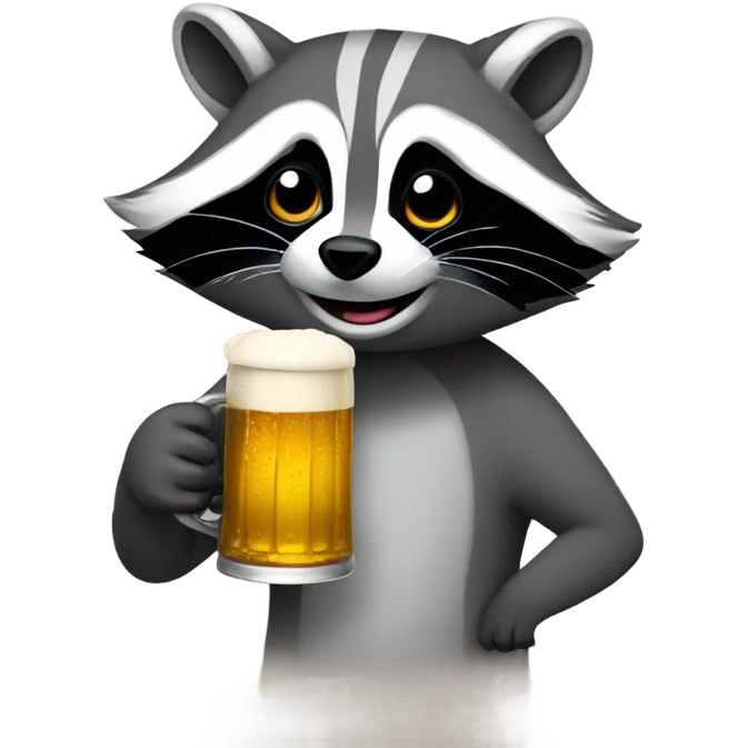 Raccoon drinking beer emoji