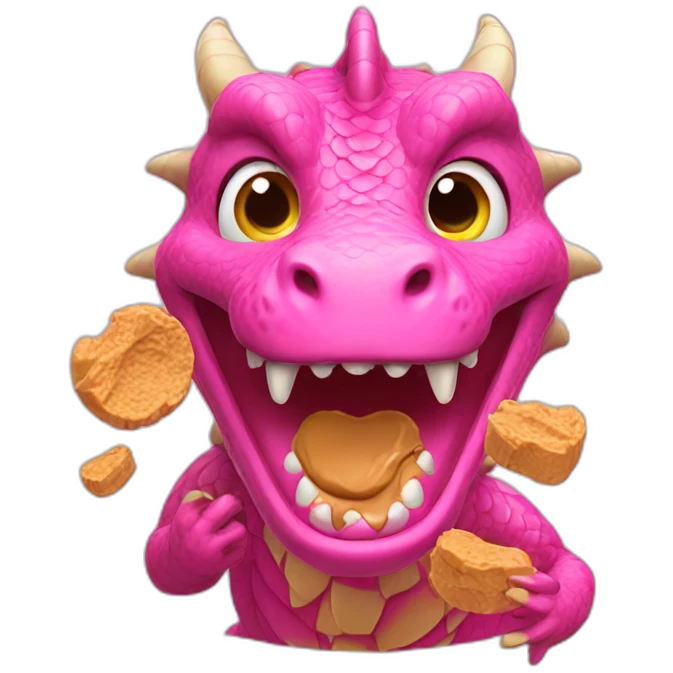Pink dragon eating peanut butter emoji
