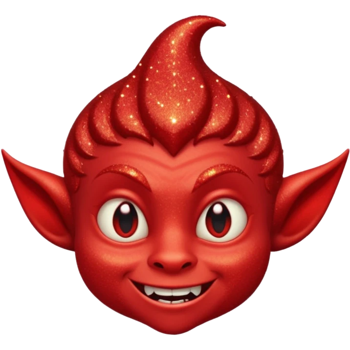 red glitter smilling imp emoji
