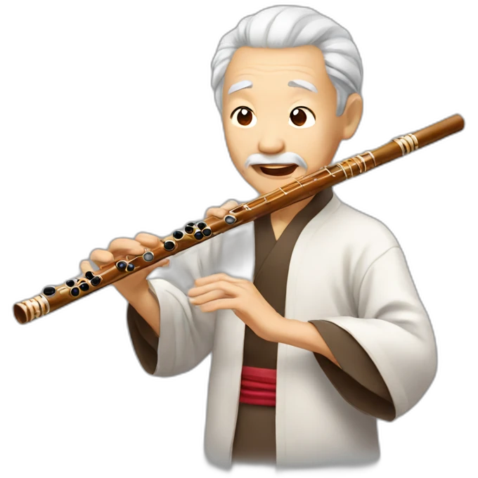 Chinese old guy played the Chinese flute emoji