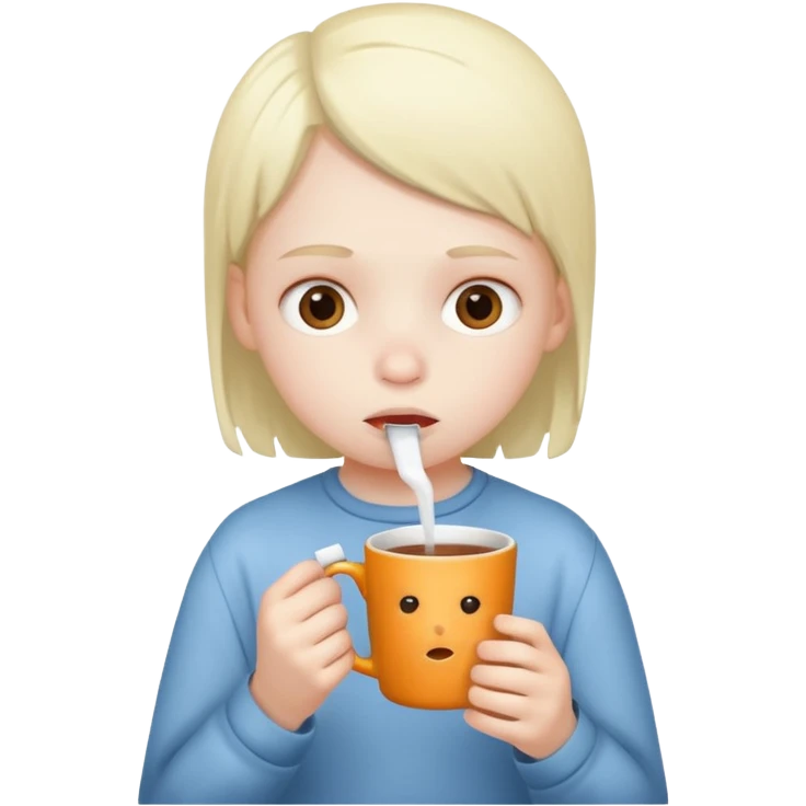 sick child drinking hot drink emoji