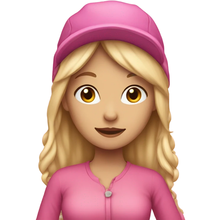 blonde girl in a pink hat with cat ears emoji