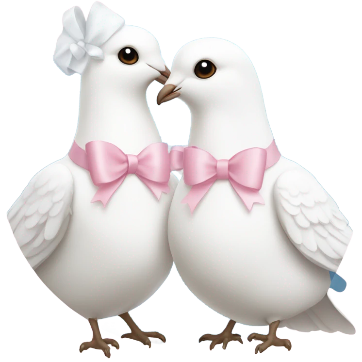 Two White doves with light pink bows around their necks emoji