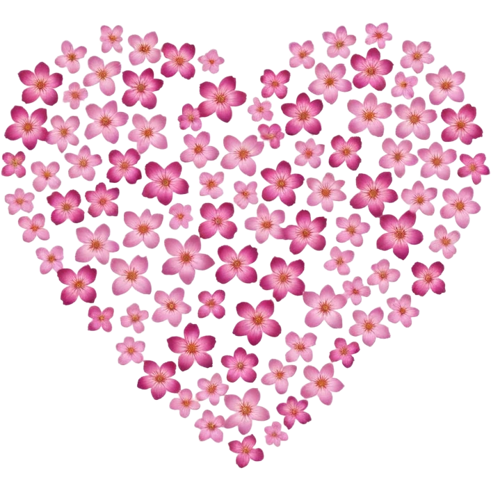 shape of a heart made of tiny glittering pink sakura flowers emoji