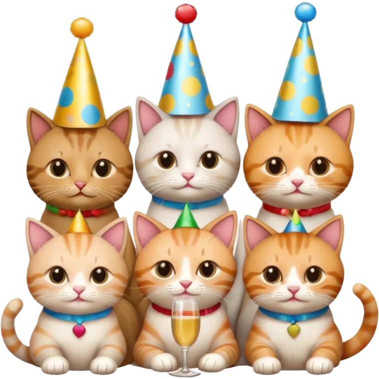 3 cats and a kitten at a birthday party emoji