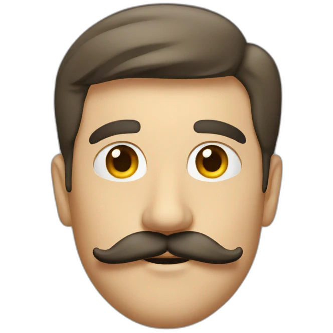 Guy with mustache at mac emoji