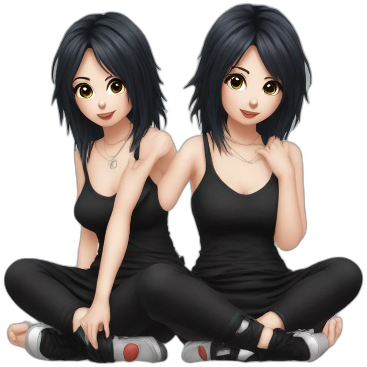 curvy emo girl sits on the floor straight view hands up black skirt белые трусики emoji
