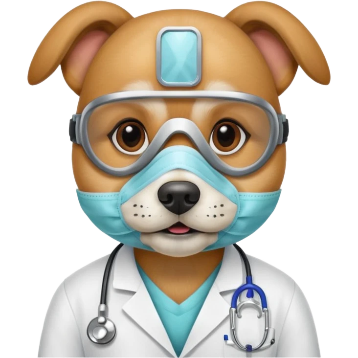 doctor dog wearing medical mask emoji