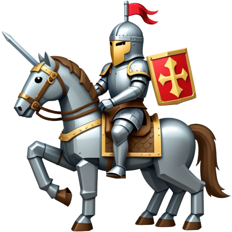 retro 8-bit knight on armored warhorse emoji