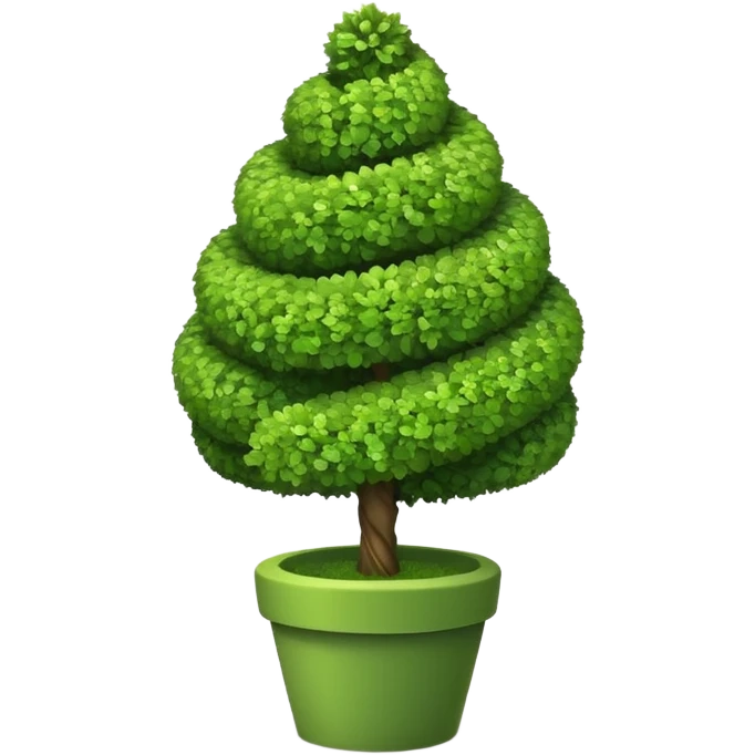 spiral topiary tree emoji, green spiral shaped bush, garden art tree, cute emoji style, emoji
