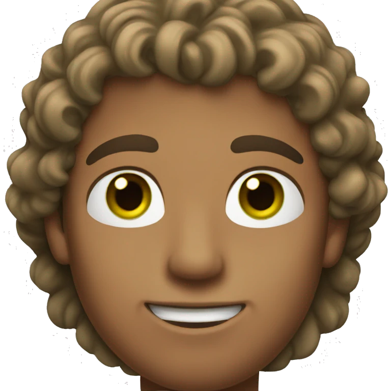 tan man with long brown hair and green eyes emoji