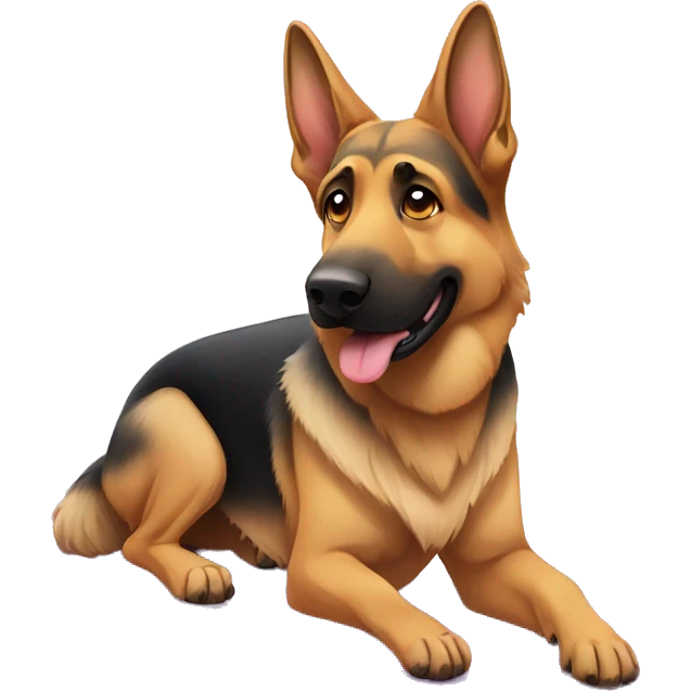 German shepherd on yoga mat doing down dog yoga poses emoji