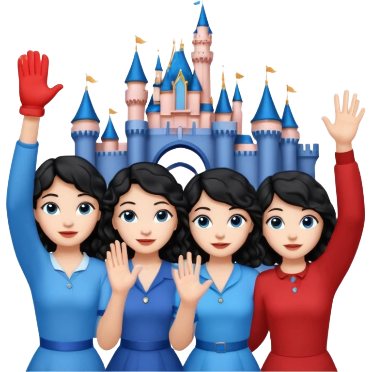 escribe el nombre Disneyland Paris y para titulo, pon a quatro chicas: una pelo corto negro, una pelo rizado largo, una pelo largo liso y la otra pelo ondulado mediano, esta con el ojos azules. Todas tienen piel carne. NOOOOOO, pon el titulo Disneyland Paris i por los lados o con las manos arriba  emoji