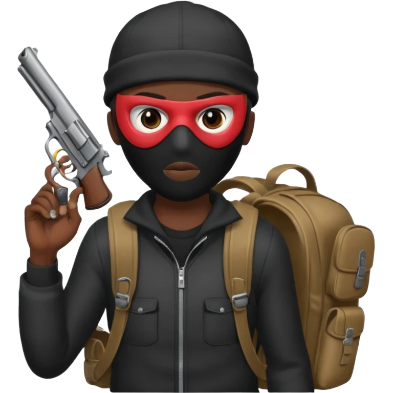 Chicago savage with skully mask on and backpack and big ass hand gun  emoji