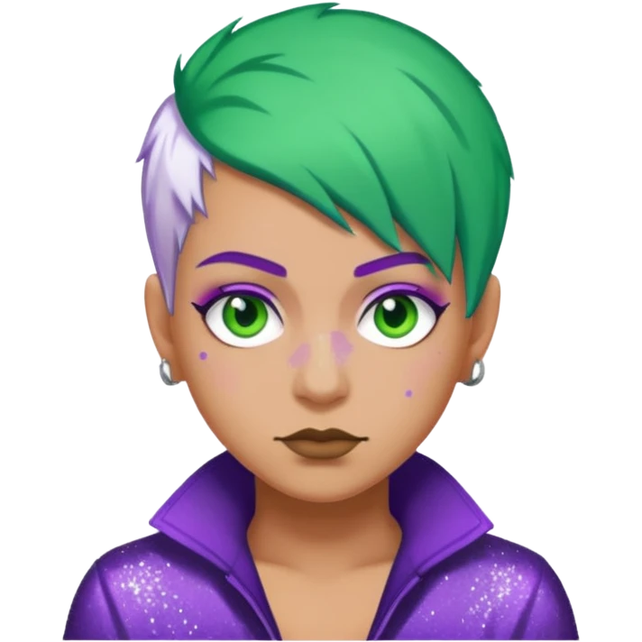 Glitter Purple and White Joker Gangster Green Hair emoji