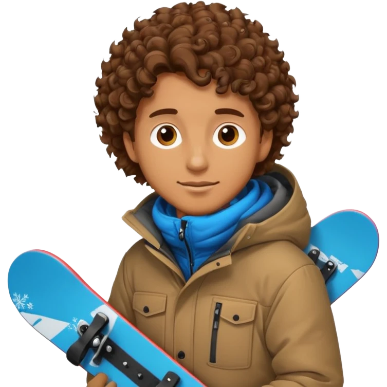 Man with curly hair on a snowboard  emoji