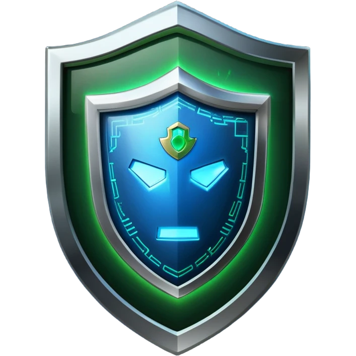 An icon featuring a shield with a digital lock, binary code, and a hacker silhouette in the background, symbolizing cybersecurity. The design includes firewalls, encrypted data streams, and warning alerts. Transparent background highlights protection of digital systems and information. emoji