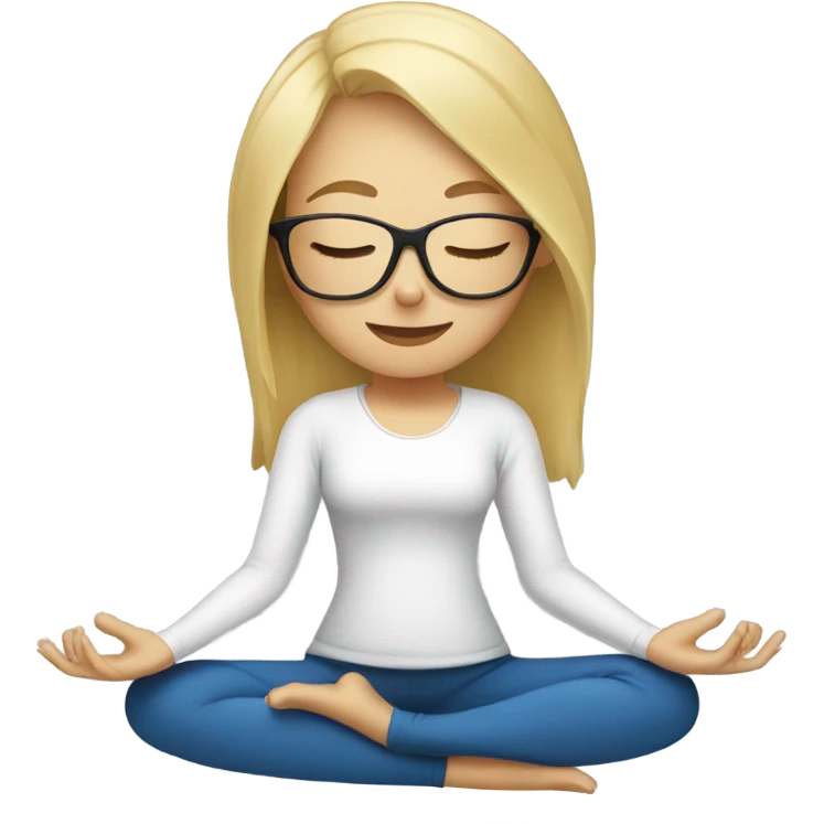 Blonde lady doing yoga with closed eyes wearing glasses  emoji