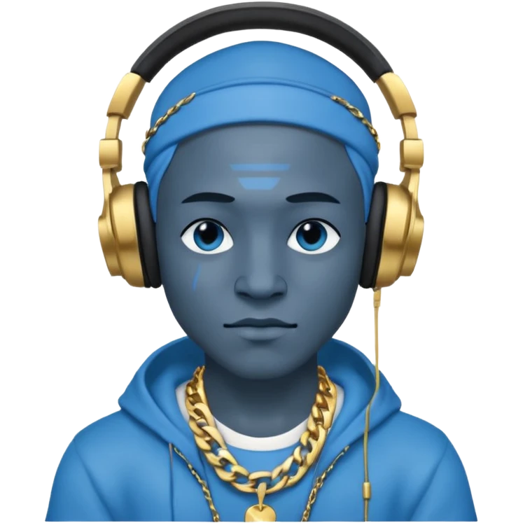 Avatar rapper with headphones blue character ' emoji