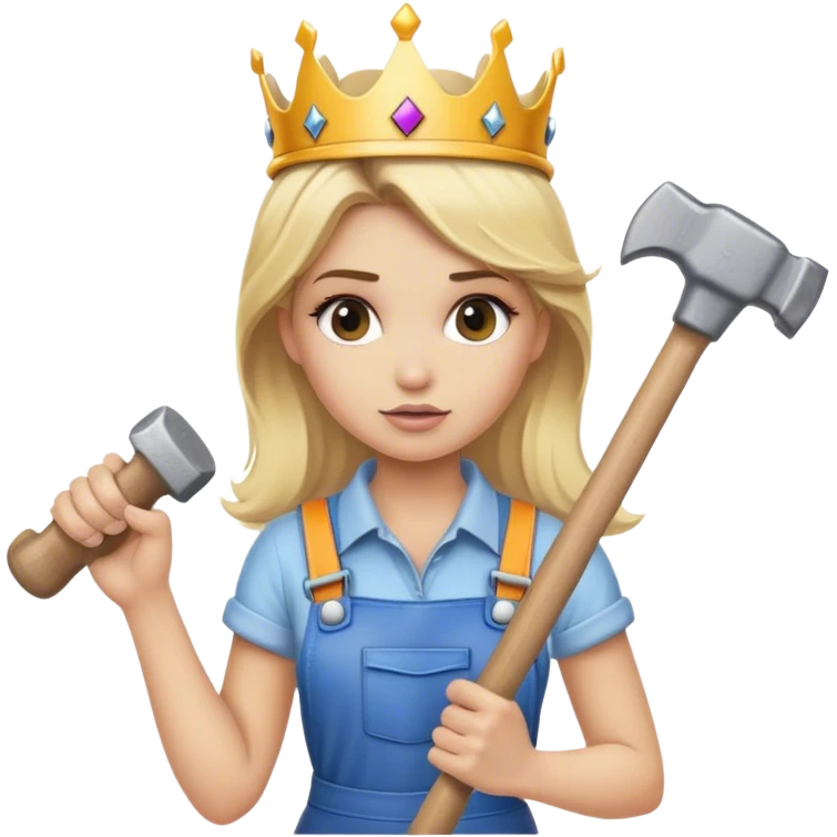 blond construction girl with a crown and a sledge hammer emoji