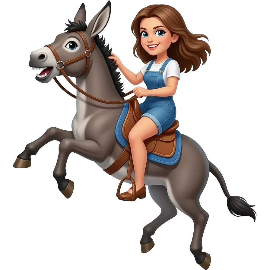 Woman throwing a donkey in the air with a mean face emoji