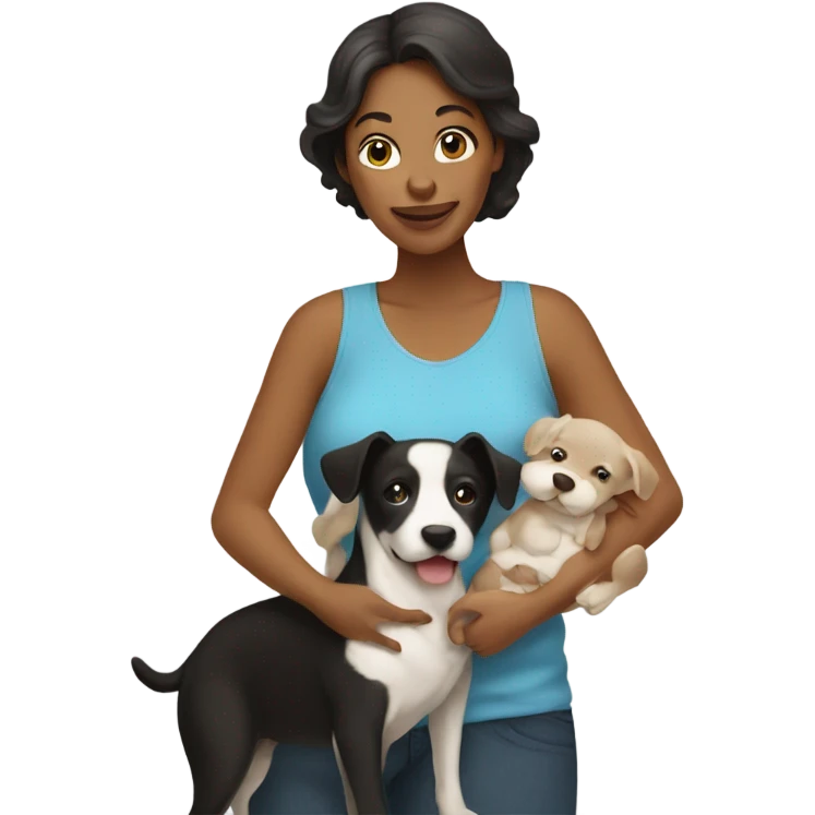 mom with baby and black and white dog emoji
