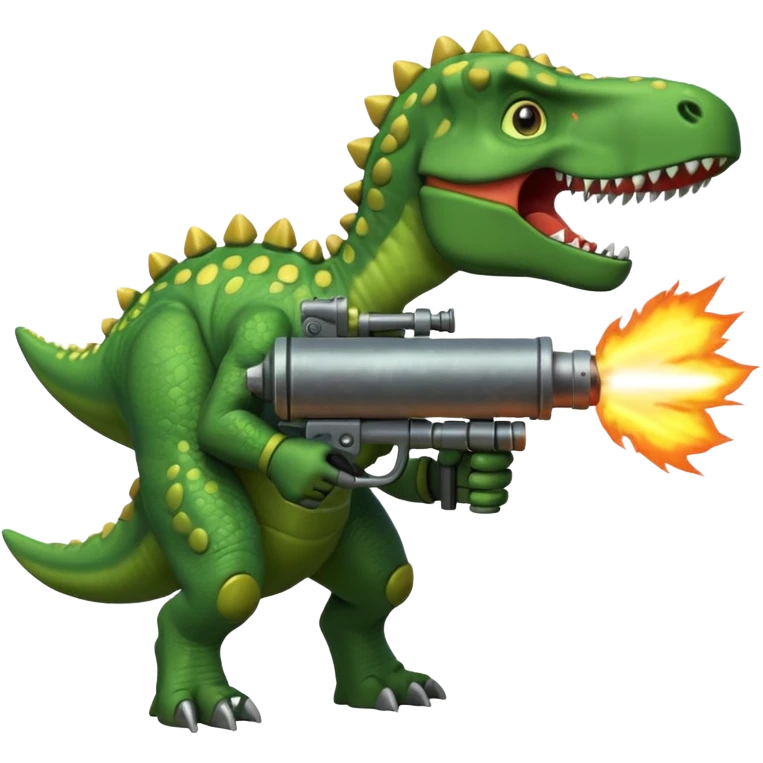 dinosaur shooting a minigun emoji