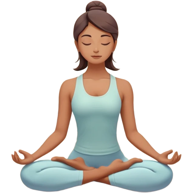 A peaceful person practicing yoga on a calm beach at sunrise, in a serene meditative pose. Soft pastel colors surround the scene, with gentle waves in the background and smooth, flowing lines representing balance and tranquility. The atmosphere feels centered and mindful. emoji