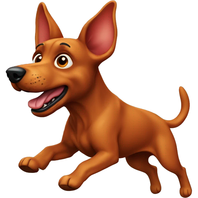 realistic solid red dog with pointed ears running emoji