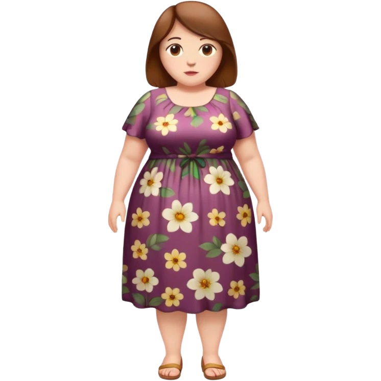 Fat white woman. Full body. Brown hair emoji