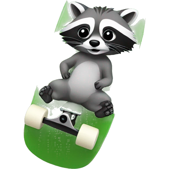 Raccoon on the green skateboard emoji