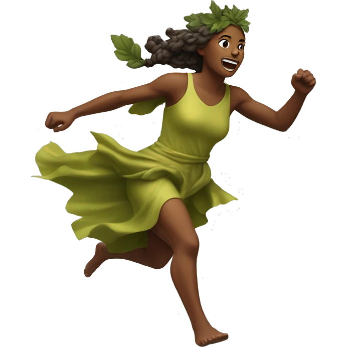leafy fall goddess sprinting, with a large stride and arms outstretched emoji