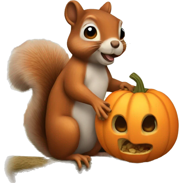 Squirrel eating a pumpkin emoji