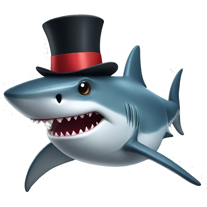Shark with a top hat emoji